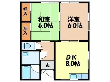 サンハイツサトウII(2DK/1階)の間取り写真