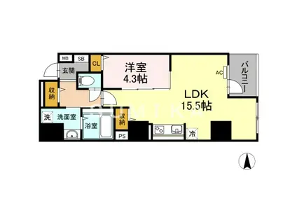 LA NEIGE中山下(1LDK/4階)の間取り写真