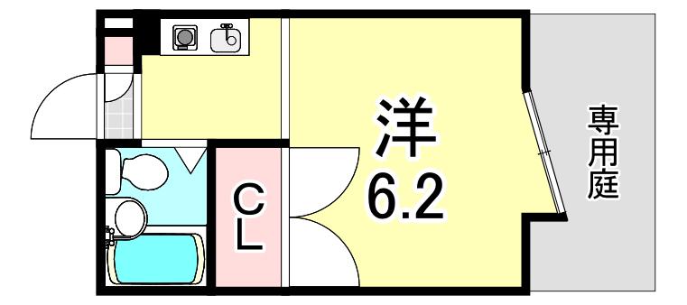 ジョイ甲子園(1K/1階)の間取り写真