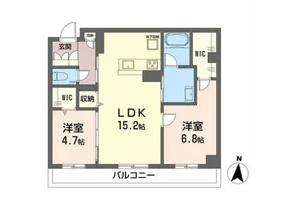 WITHPLUS上熊本駅前(2LDK/1階)の間取り写真