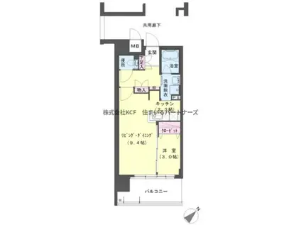 クラシオン小頭町公園前(1LDK/2階)の間取り写真