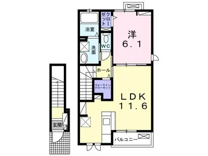 パークサイド タウン(1LDK/2階)の間取り写真