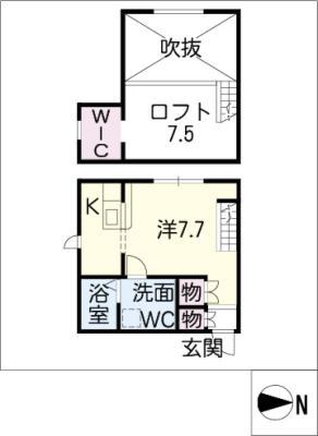 プリマG壱番館(ワンルーム/2階)の間取り写真