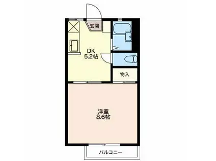 フレグランスりんどう(1DK/1階)の間取り写真