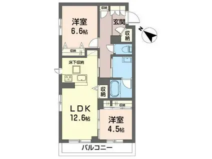 シャルム・I(2LDK/1階)の間取り写真