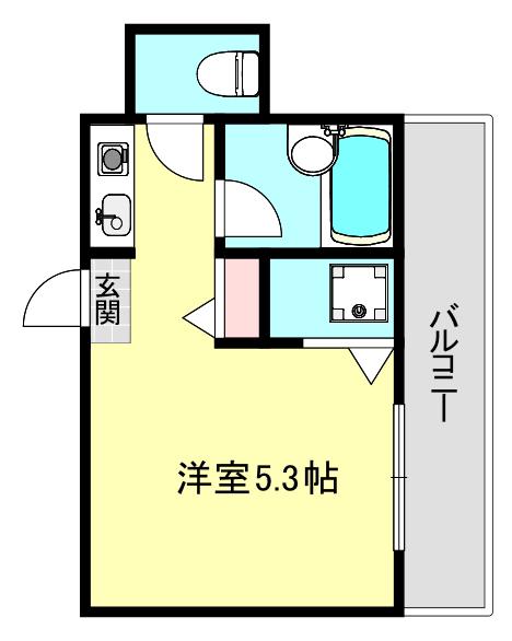 ブランシュ甲東園(ワンルーム/4階)の間取り写真