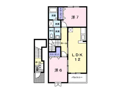 ファシネイション春日2(2LDK/2階)の間取り写真