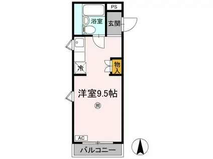 シャインコート(1K/2階)の間取り写真