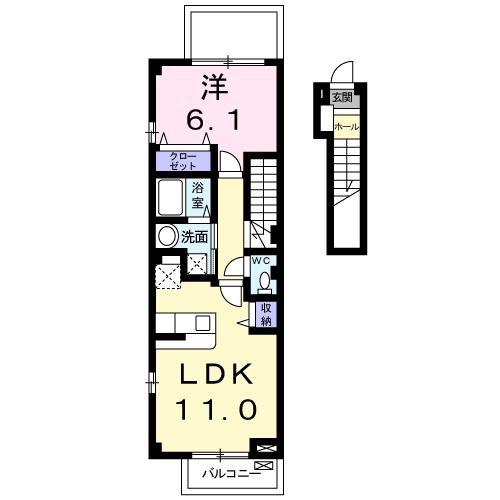 パステル(1LDK/2階)の間取り写真
