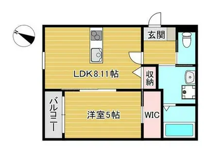 ラフィナス須屋(1LDK/1階)の間取り写真