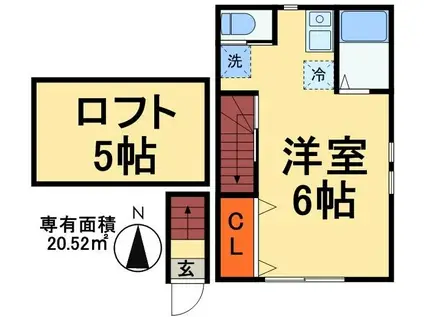 ブレッツァ西千葉(ワンルーム/2階)の間取り写真