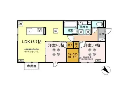 D-ROOM浅生(2LDK/1階)の間取り写真