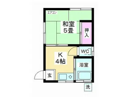 金子荘(1K/1階)の間取り写真