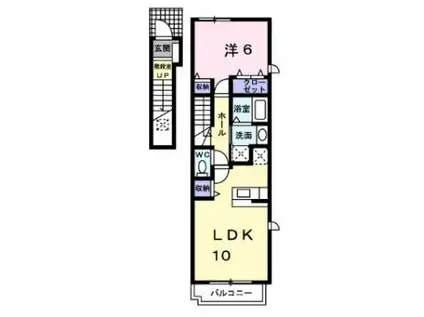 クリスタルコート(1LDK/2階)の間取り写真