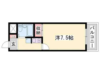 ロイヤルヒルズ北平野(ワンルーム/4階)の間取り写真