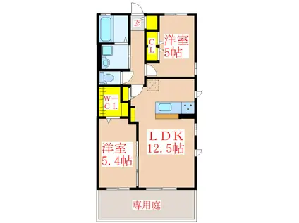アミティエI(2LDK/1階)の間取り写真