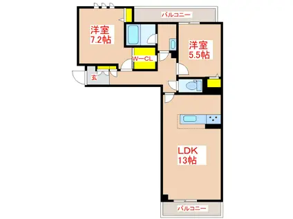 シャーメゾン ブロート(2LDK/3階)の間取り写真