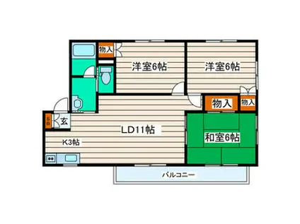 CORPO KYODAI D(3LDK/2階)の間取り写真