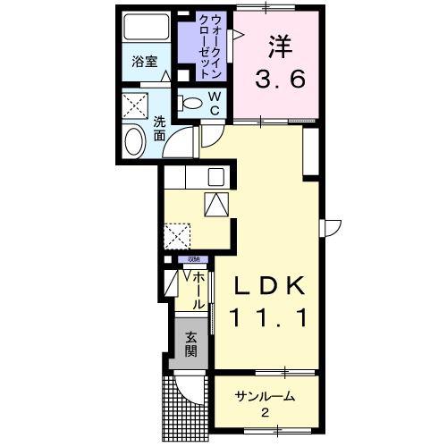 グレイス ピアニー(1LDK/1階)の間取り写真
