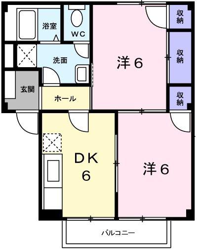 ハイム アリオン(2DK/2階)の間取り写真
