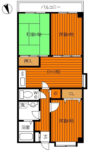 A-3100(3DK/5階)の間取り写真