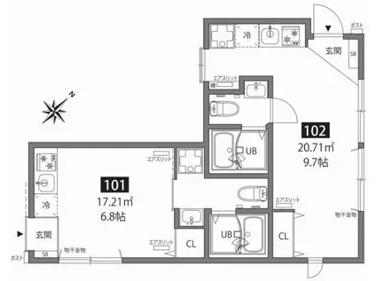 SETAGAYA VILLA(ワンルーム/1階)の間取り写真