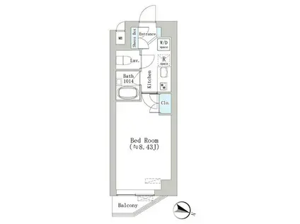 リペリアン中目黒(1K/4階)の間取り写真