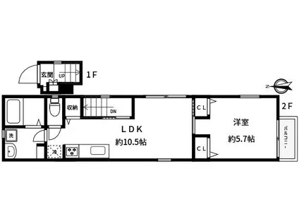 無添加ハウス高砂(1LDK/2階)の間取り写真