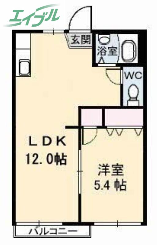 パークハイツB棟(1LDK/1階)の間取り写真