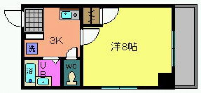 エトワール西村(1K/4階)の間取り写真