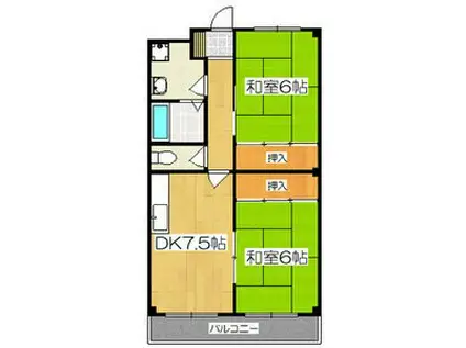 ウエストホーク(1LDK/2階)の間取り写真