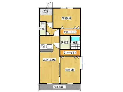 サンワアイビル(2LDK/3階)の間取り写真