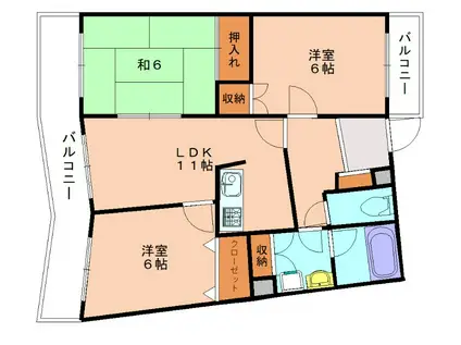 サンリーラB棟(3LDK/3階)の間取り写真