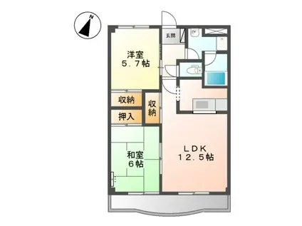 アップルハウスII(2LDK/2階)の間取り写真