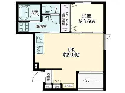 ロハス池之端(1DK/3階)の間取り写真