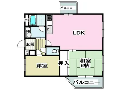 コンプリーションI(2LDK/2階)の間取り写真