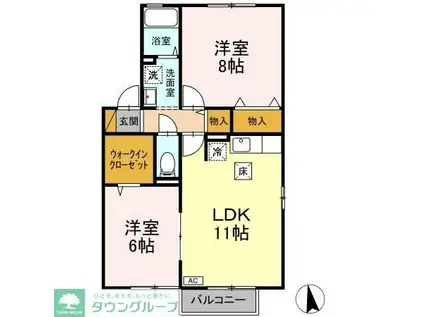 ガーデンコートC(2LDK/1階)の間取り写真