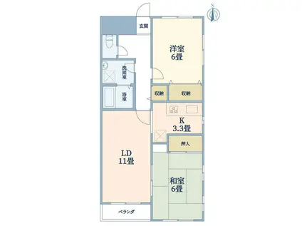 グリーングローヴ希望ヶ丘II番館(2LDK/1階)の間取り写真