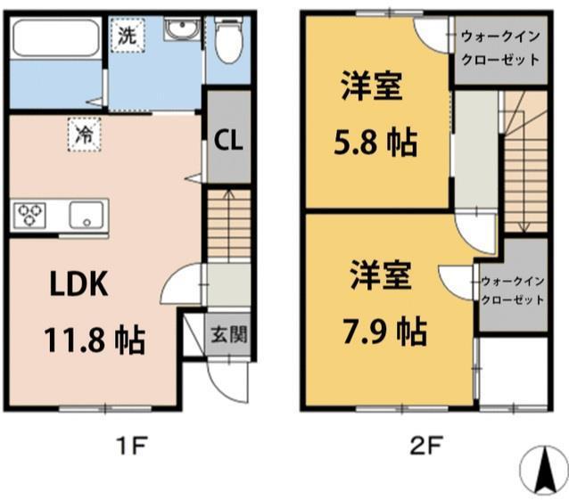 セラータ(2LDK/1階)の間取り写真