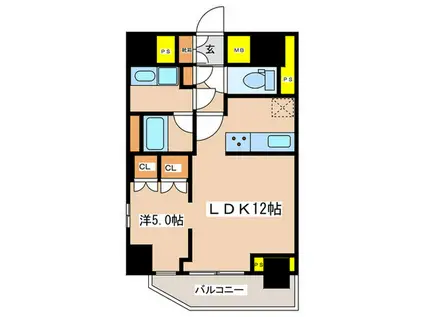 グラマシー横濱関内(1LDK/8階)の間取り写真