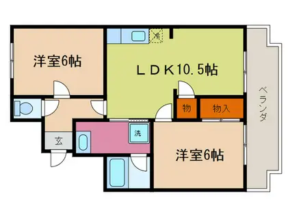 第2松儀ハイツ(2LDK/3階)の間取り写真