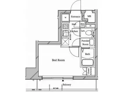 ラフィスタ横浜阪東橋I(1K/7階)の間取り写真