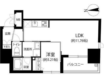 MGH大濠パーク(1LDK/2階)の間取り写真