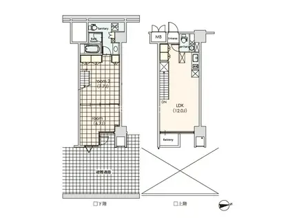カスタリア芝公園(2LDK/1階)の間取り写真