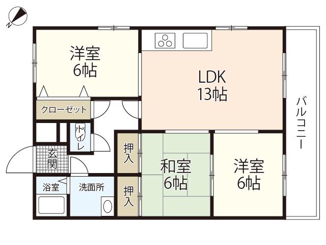 ソルマーレ山本(3LDK/2階)の間取り写真