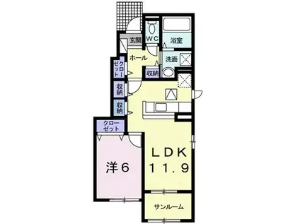 グランメゾン II(1LDK/1階)の間取り写真