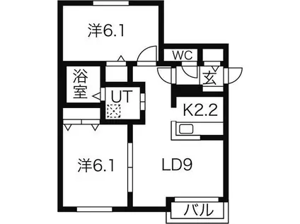 ル・ファール大通(2LDK/3階)の間取り写真