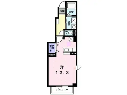 ソレアード太田B(ワンルーム/1階)の間取り写真