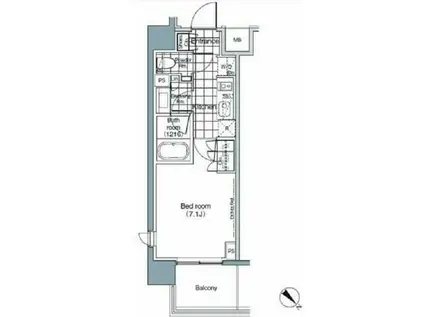 パークハビオ赤坂(1K/3階)の間取り写真
