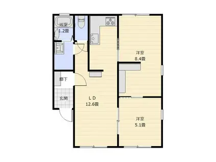 ビートルタウンパーク街 A棟(2LDK/1階)の間取り写真